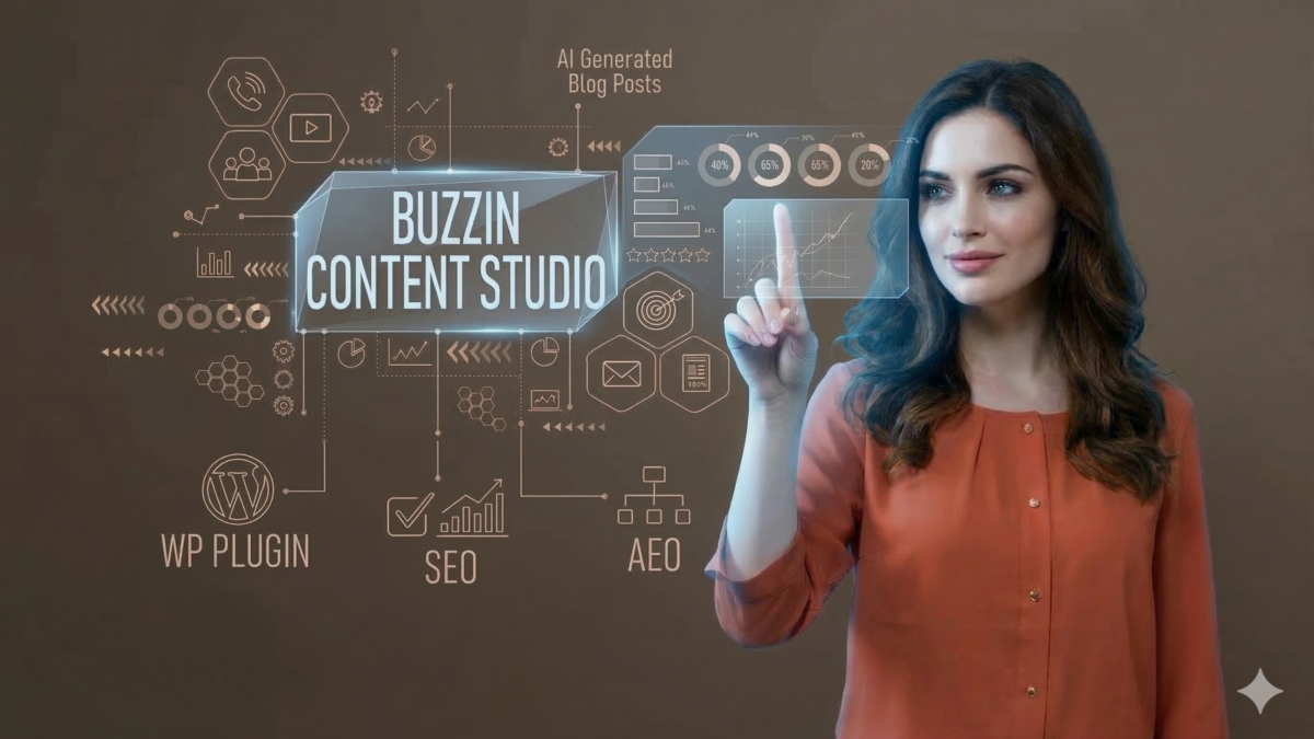 Marketing Consultant woman's life has become much easier AI workflow generating a structured blog post inside the WordPress editor using Buzzin Content Studio to Create Blog Posts Fast in WordPress
