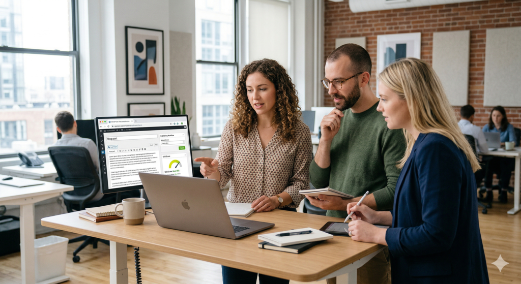 team using WordPress blog to generate organic leads through content marketing
